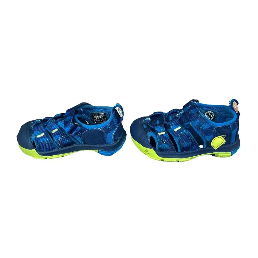 Unisex Toddler Keen Washable Sandals Newport H2 Blue Green Fish Pattern Size 5 - Picture 4 of 7